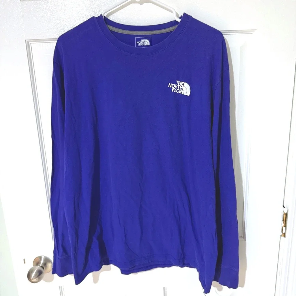The North Face Mens XL Long Sleeve Graphic T-Shirt Blue Never Stop Exploring Tee